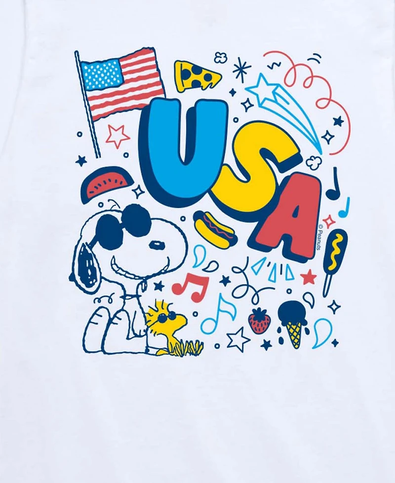 Peanuts Boys' Toddler 2T-5T Americana Doodles Short-Sleeve Graphic T-Shirt