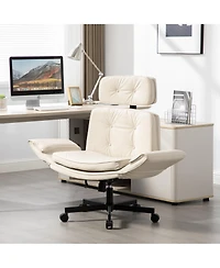 Clihome Modern Swivel Gaming Chair Pu Lounge Desk with Wide Seat, Office Chairs