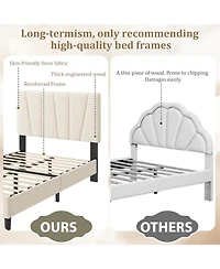 gaomon Twin Xl Platform Bed with Adjustable Headboard, Linen Upholstered Frame