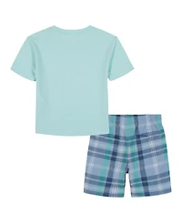 Kids Headquarters Boys' Toddler 2T-5T Short-Sleeve Ocean Animal T-Shirt and Striped Printed Shorts, 2-Piece Set