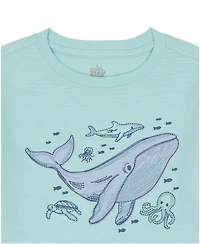 Kids Headquarters Boys' Toddler 2T-5T Short-Sleeve Ocean Animal T-Shirt and Striped Printed Shorts, 2-Piece Set