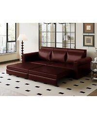 Streamdale Furniture Chesterfield Sleeper Sofa Bed, Pull Out, Faux Leather, Nailhead Trim
