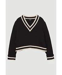 Karen Millen Women's Cotton V-Neck Knit Boxy Jumper