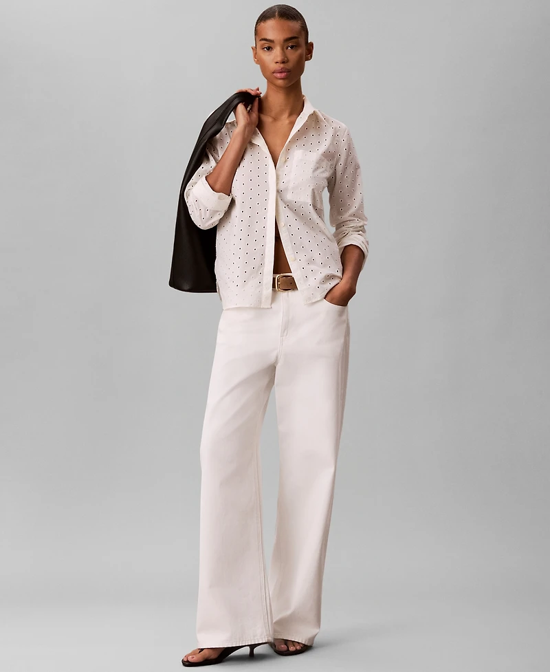 Calvin Klein Women's Long-Sleeve Classic-Fit Collared Shirt