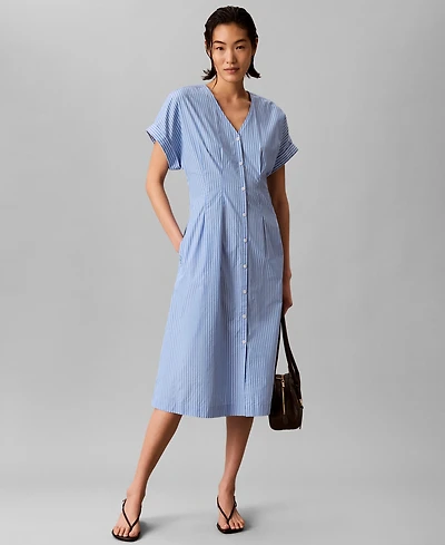 Calvin Klein Women's Short-Sleeve V-Neck Shirt Dress