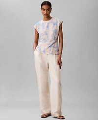 Calvin Klein Women's Short-Sleeve Classic-Fit Crew-Neck Twist Top