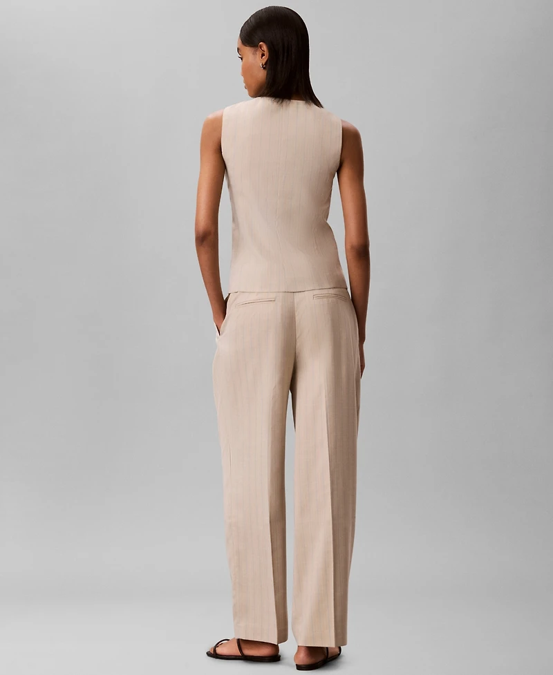 Calvin Klein Women's Mid-Rise Pinstripe Wide-Leg Pants