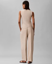 Calvin Klein Women's Mid-Rise Pinstripe Wide-Leg Pants