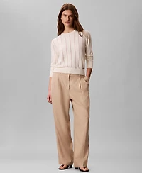 Calvin Klein Women's Long-Sleeve Relaxed-Fit Crew-Neck Sweater