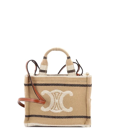 Pre-Owned Celine Small Cabas Thais Tote Striped Jacquard Textile