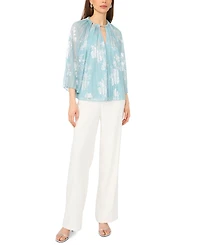 Msk Women's 3/4-Length-Sleeve Keyhole Neck Top