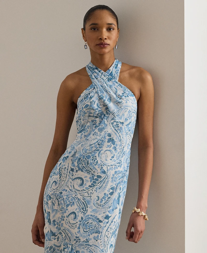 Lauren Ralph Women's Paisley-Print Halter Neck Maxi Dress