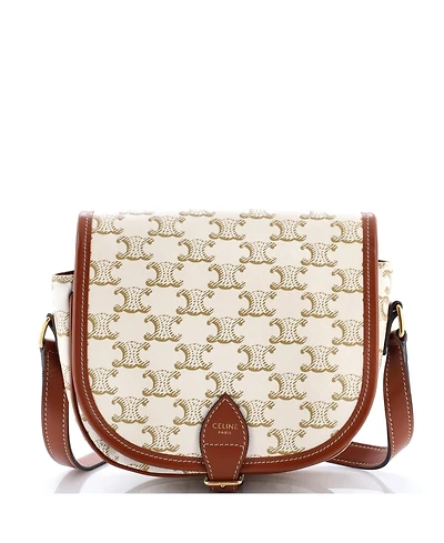 Pre-Owned Celine Medium Folco Bag Triomphe Coated Canvas