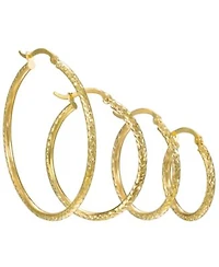 Macys Diamond Cut Hoop Earrings In 10k Yellow Gold