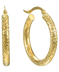 Macy's Diamond Cut Hoop Earrings in 10k Yellow Gold