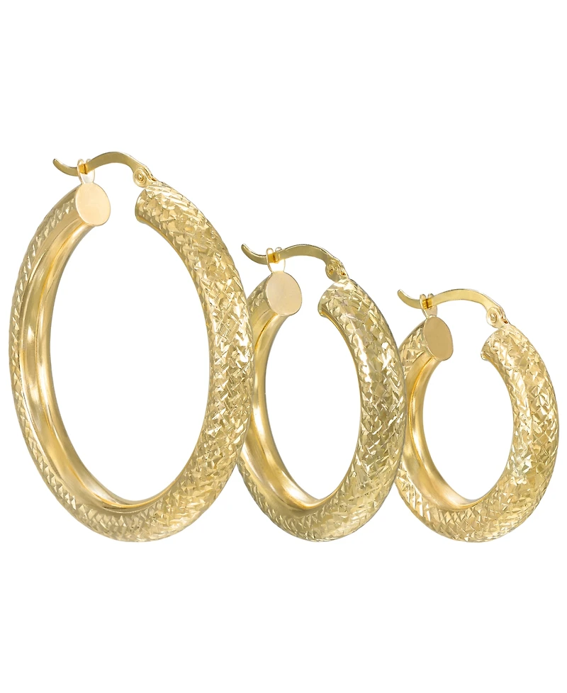 Macy's Diamond Cut Hoop Earrings in 10k Yellow Gold