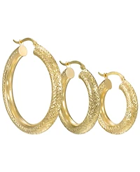 Macy's Diamond Cut Hoop Earrings in 10k Yellow Gold