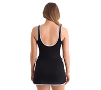 ShapeSolver Women's Scoop Neck Skirted One-Piece Swimsuit