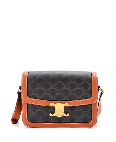 Pre-Owned Celine Medium Triomphe Shoulder Bag Triomphe Coated Canvas