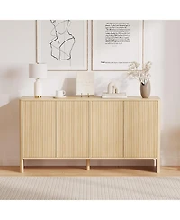 gaomon 58" Fluted Oak Sideboard Buffet Cabinet with Storage, Large Buffet Cabinet with 4 Doors and Adjustable Shelves