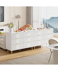gaomon 39.4" Fluted Dresser for Bedroom with 6 Drawers, Modern Chest, Metal Handle, Closet Storage