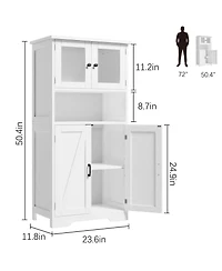 gaomon Storage Cabinets, 54 Inch Tall Hutch Bar Cabinet with Glass Doors and Adjustable Shelves