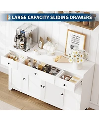 gaomon 55inch Buffet Cabinet with Drawers-Large Sideboard Buffet Storage Cabinet with Shelves and Doors-Minimalist