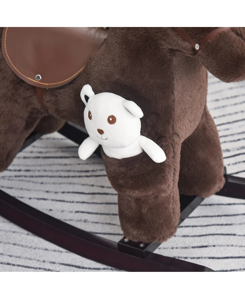Qaba Kids Plush Ride-On Rocking Horse Toy Chair w/ Soft Plush Toy