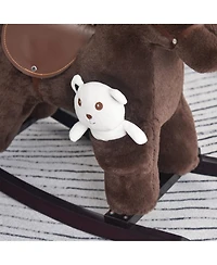 Qaba Kids Plush Ride-On Rocking Horse Toy Chair w/ Soft Plush Toy