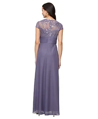 Alex Evenings Petite Sequin Embroidered-Lace Gown
