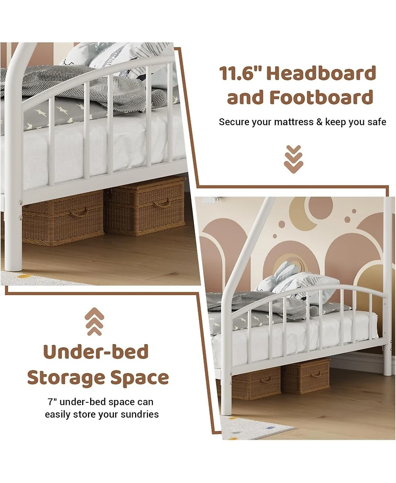 gaomon Twin Over Full Metal Bunk Bed with Ladder & Guardrail, Heavy Duty Steel Frame
