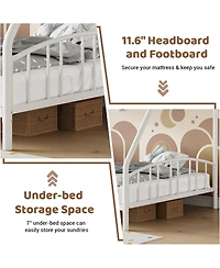 gaomon Twin Over Full Metal Bunk Bed with Ladder & Guardrail, Heavy Duty Steel Frame