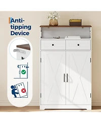 gaomon Shoe Storage Cabinet with Doors and Drawers, Freestanding Narrow Shoe Rack with Adjustable Shelves, Modern Farmhouse Entryway Storage Organizer