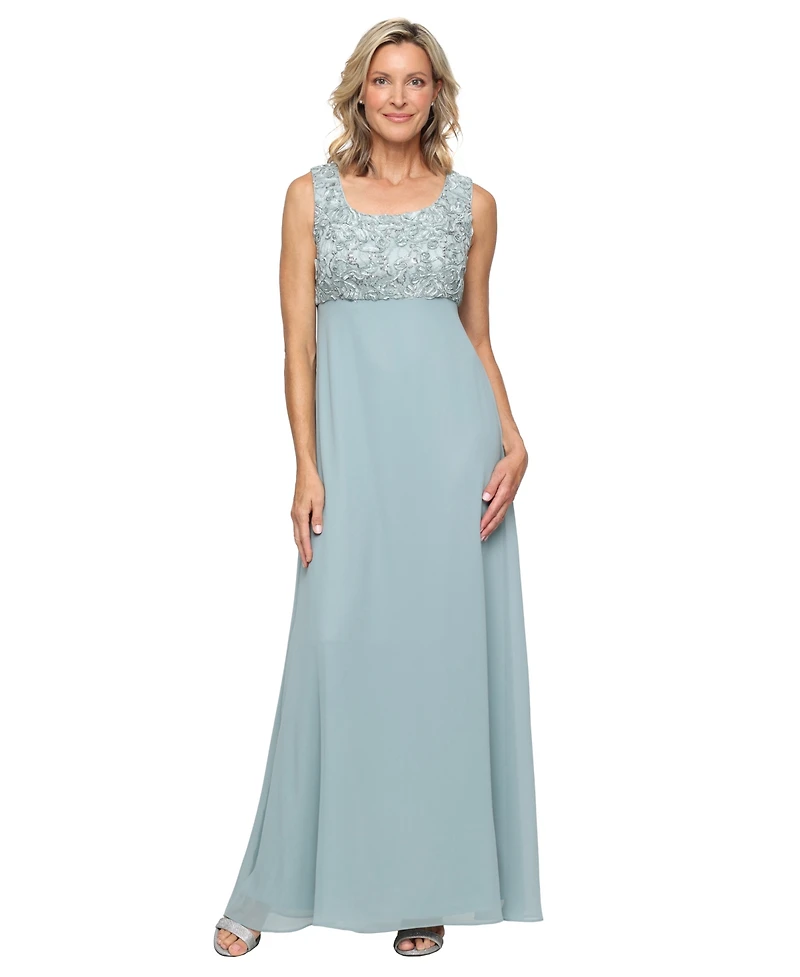 Alex Evenings Women's Empire Waist Long Open Soutache Jacket Dress