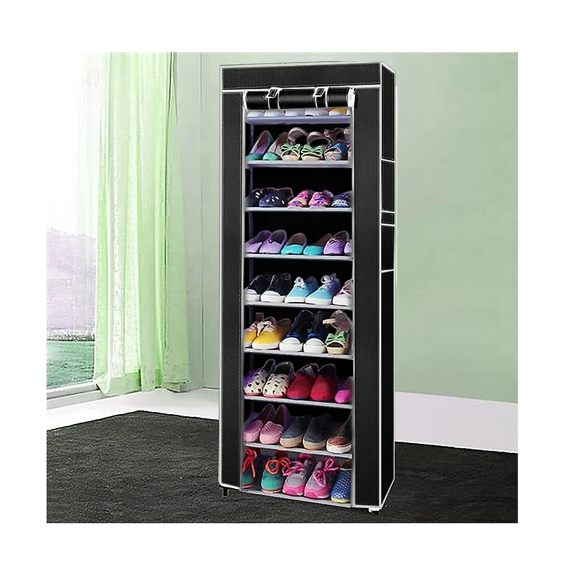 gaomon Freestanding 9-Tier Portable Shoe Rack Tower with Non-Woven Fabric Cover