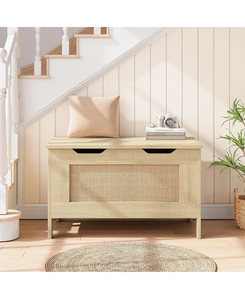 gaomon 30" Wooden Toy Chest and Storage Bench with Safety Hinge