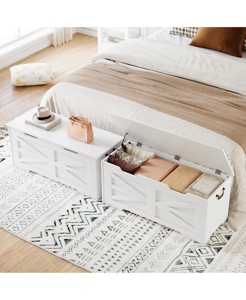gaomon 39.4" Wooden Toy Chest and Storage Bench with Safety Hinge