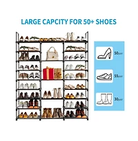 gaomon 9-Tier Stackable Shoe Rack Organizer, Holds 50 Pairs