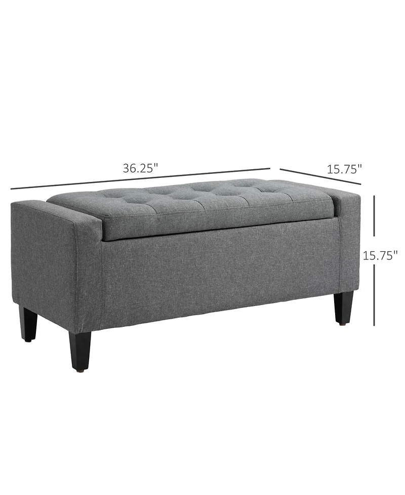 Boyel Living Linen Upholstered Storage Ottoman with Lift Top and Button Tufting