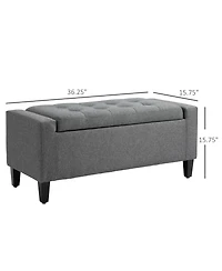 Boyel Living Linen Upholstered Storage Ottoman with Lift Top and Button Tufting