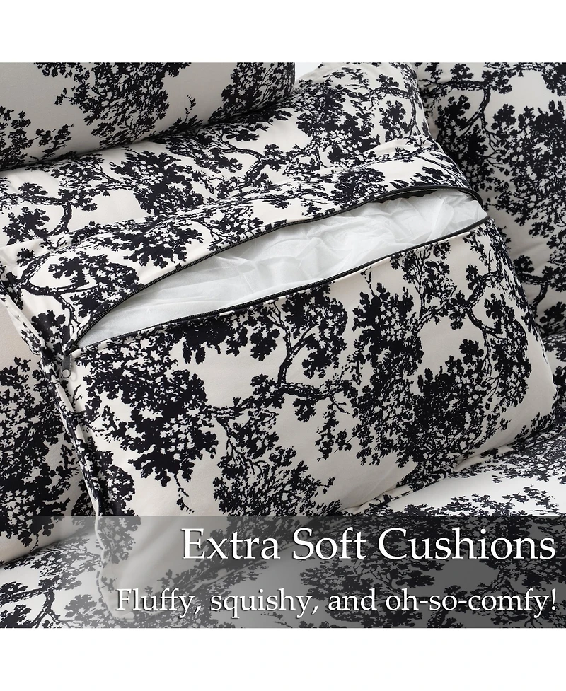 Homsee 4-Piece L-Shaped Sectional Sofa with Ottoman, High Headrest Design