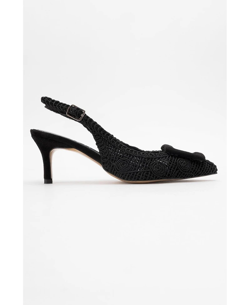 Prologue Shoes Women's Ensley Knitted Buckled Pointed Toe Pump