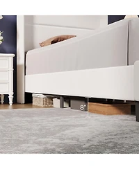 gaomon Twin Velvet Bed Frame with Wingback Headboard, Upholstered Platform Bed with Wood Slats, No Box Spring Needed