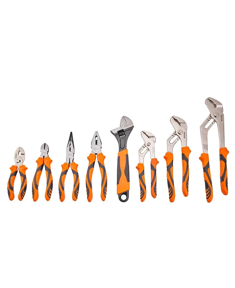 Xdovet 8-Piece Pliers Set, High Carbon Steel - 12", "10", "8" Groove and Linesman's Pliers and Adjustable Wrench and Tool Bag