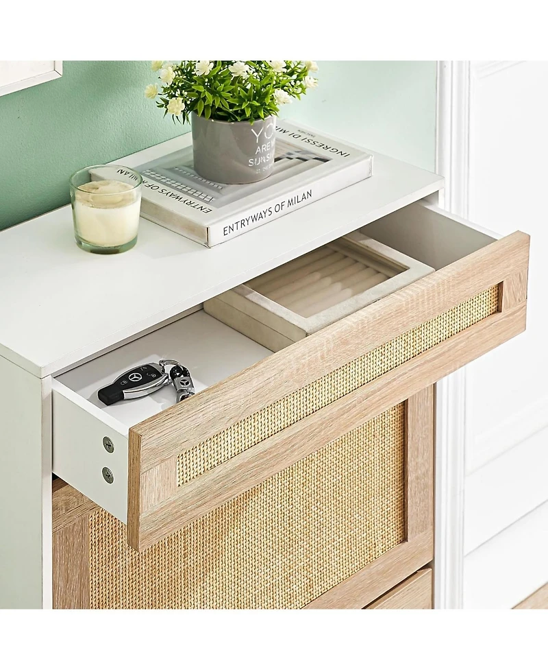 gaomon Slim Freestanding Wooden Shoe Cabinet with 2 Flip Drawers and Linen Front Panels