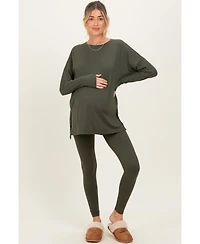 Pinkblush Maternity Light Mocha Brushed Knit Oversized Top and Legging Set