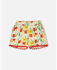Deux par Deux Little Girls Viscose Shorts Daffodil Print
