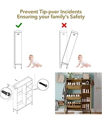 gaomon Natural Rattan Narrow Entryway Shoe Cabinet