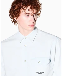 A|X Armani Exchange Men's Short Sleeve Denim Striped Shirt