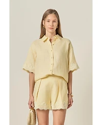 English Factory Women's Linen Lace Shirt